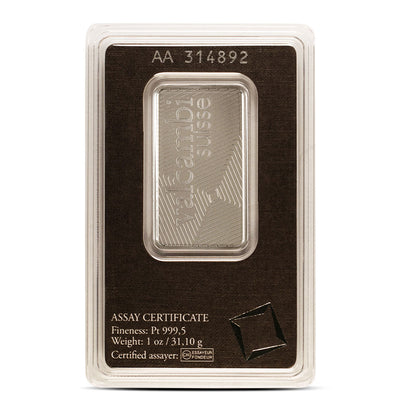 1 oz Valcambi Platinum Bar (New w/ Assay)