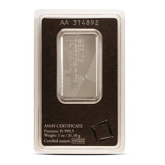 1 oz Valcambi Platinum Bar (New w/ Assay)