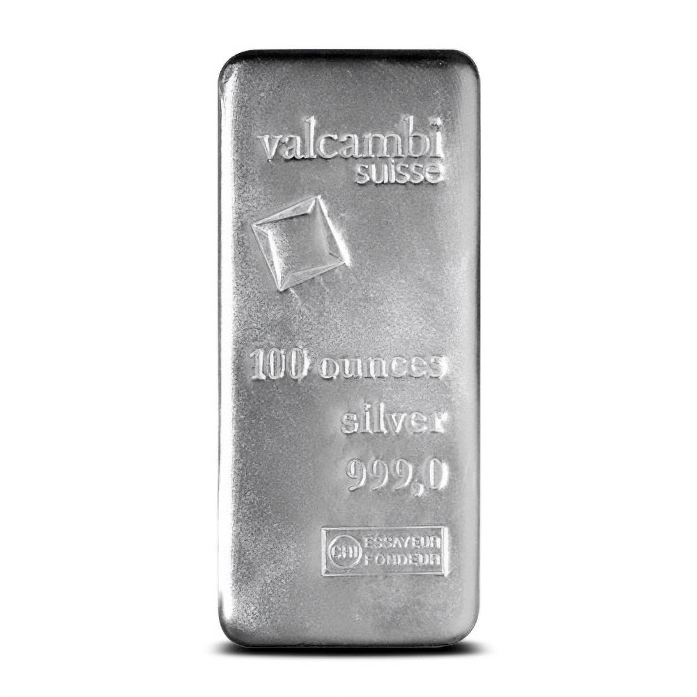 100 oz Valcambi Cast Silver Bar (New)