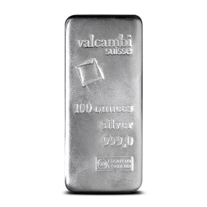 100 oz Valcambi Cast Silver Bar (New)