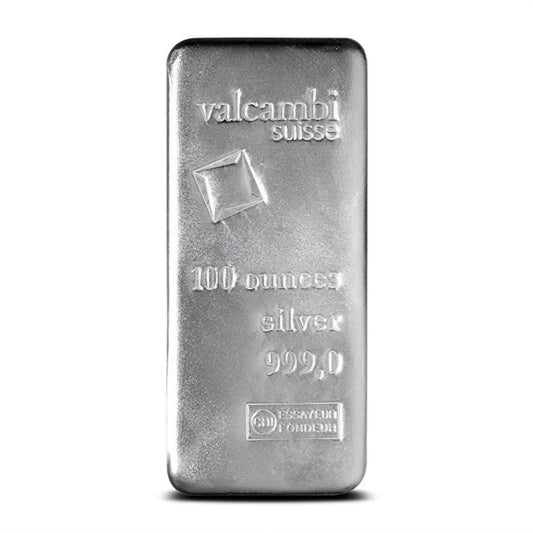 100 oz Valcambi Cast Silver Bar (New)