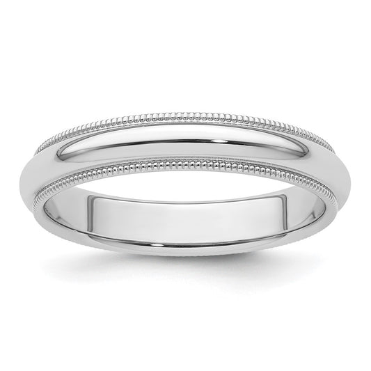Platinum 4mm Polished Milgrain Comfort-Fit Wedding Band 