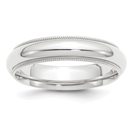 Platinum 5mm Polished Milgrain Comfort-Fit Wedding Band 