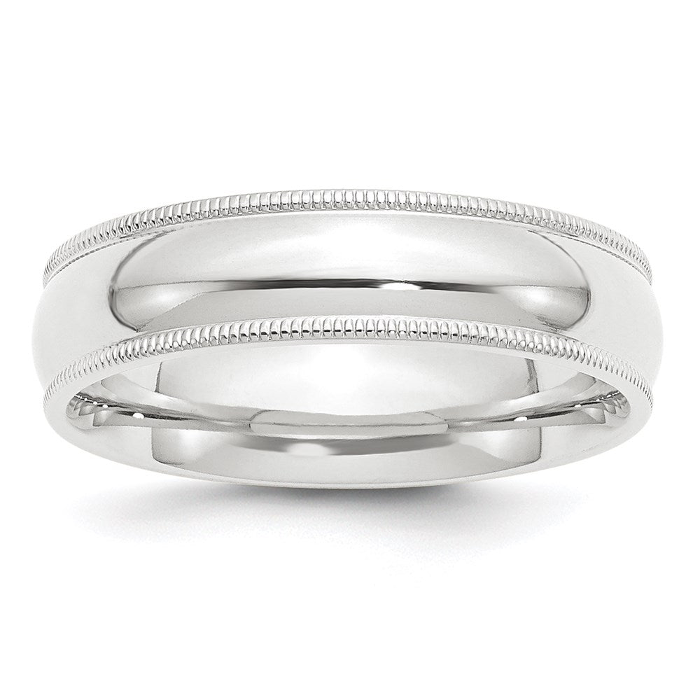 Platinum 6mm Polished Milgrain Comfort-Fit Wedding Band 
