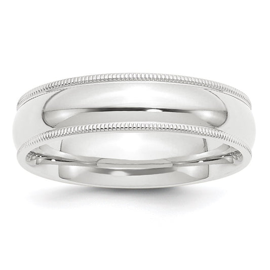 Platinum 6mm Polished Milgrain Comfort-Fit Wedding Band 