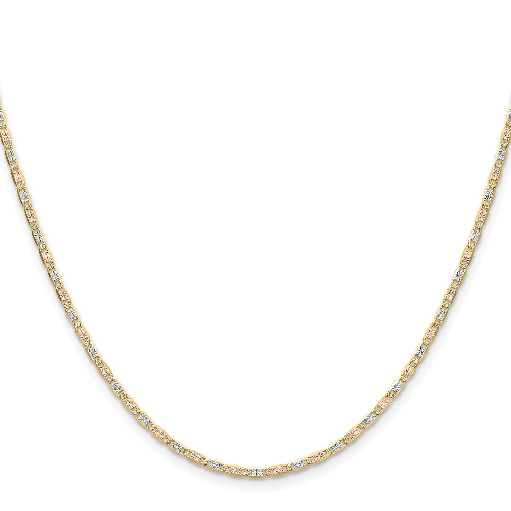 14k 2.0mm Tri-color Gold Pav‚ Valentino Chain