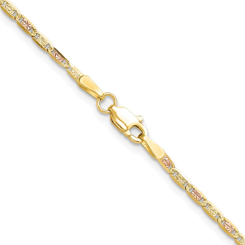 14k 2.0mm Tri-color Gold Pav‚ Valentino Chain