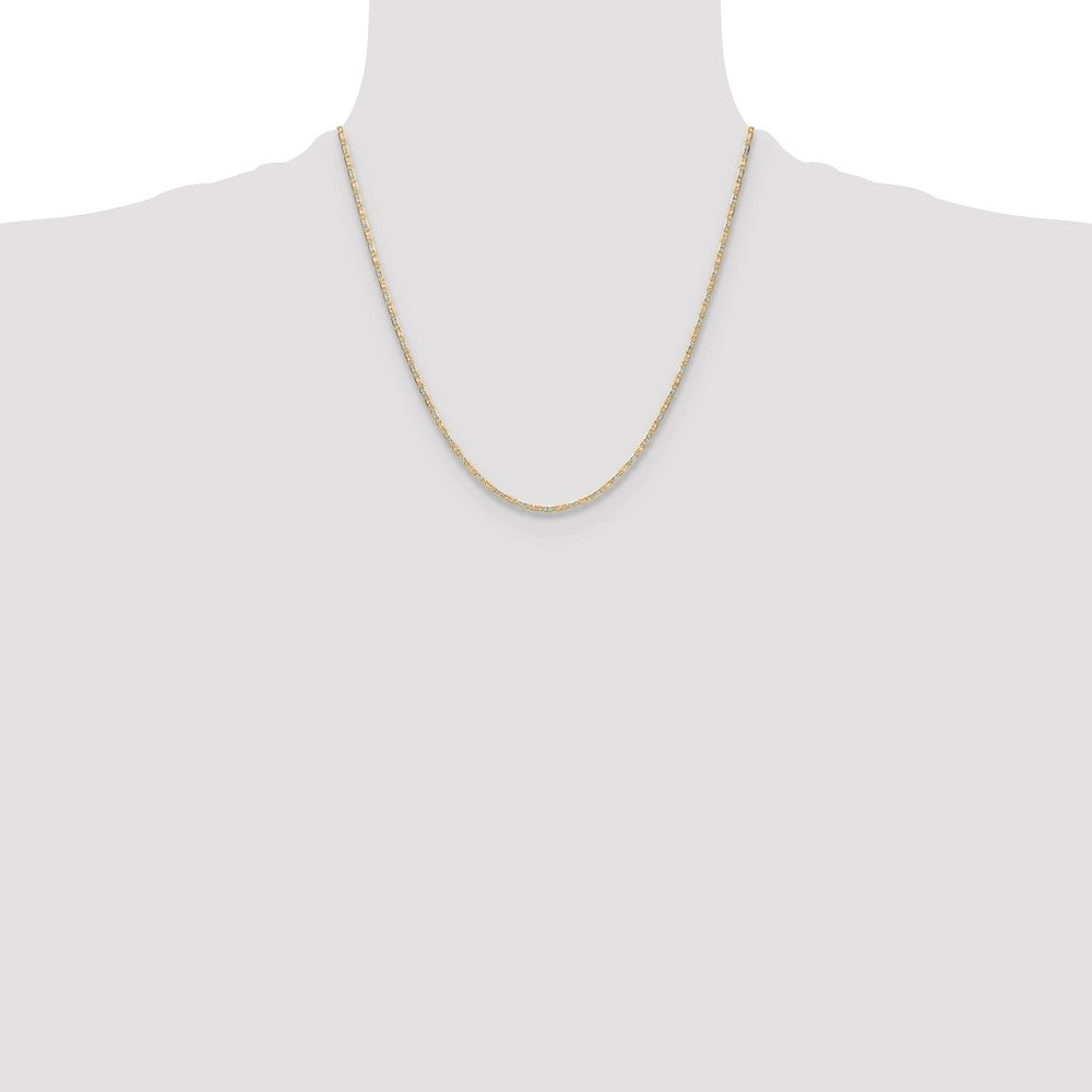14k 2.0mm Tri-color Gold Pav‚ Valentino Chain