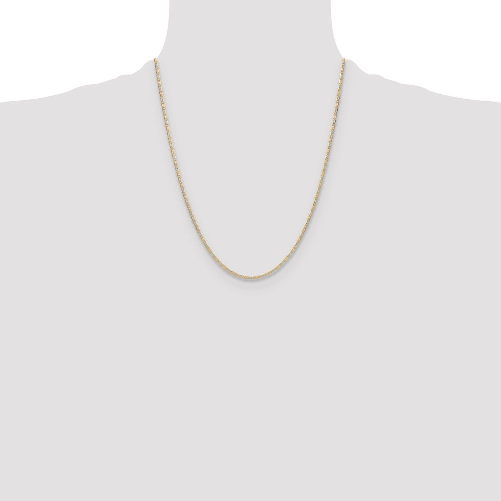 14k 2.0mm Tri-color Gold Pav‚ Valentino Chain