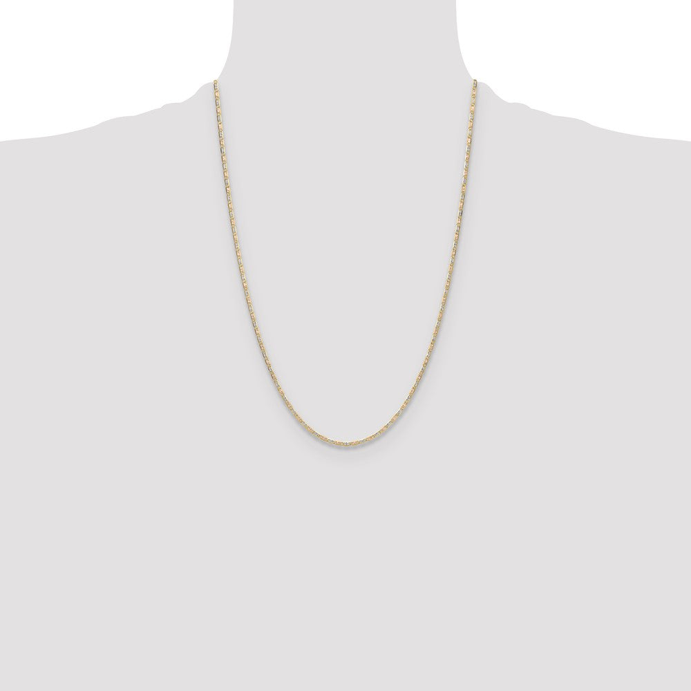 14k 2.0mm Tri-color Gold Pav‚ Valentino Chain