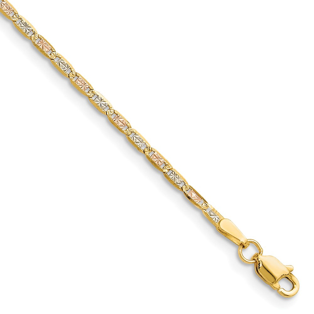 14k 2.0mm Tri-color Gold Pav‚ Valentino Chain
