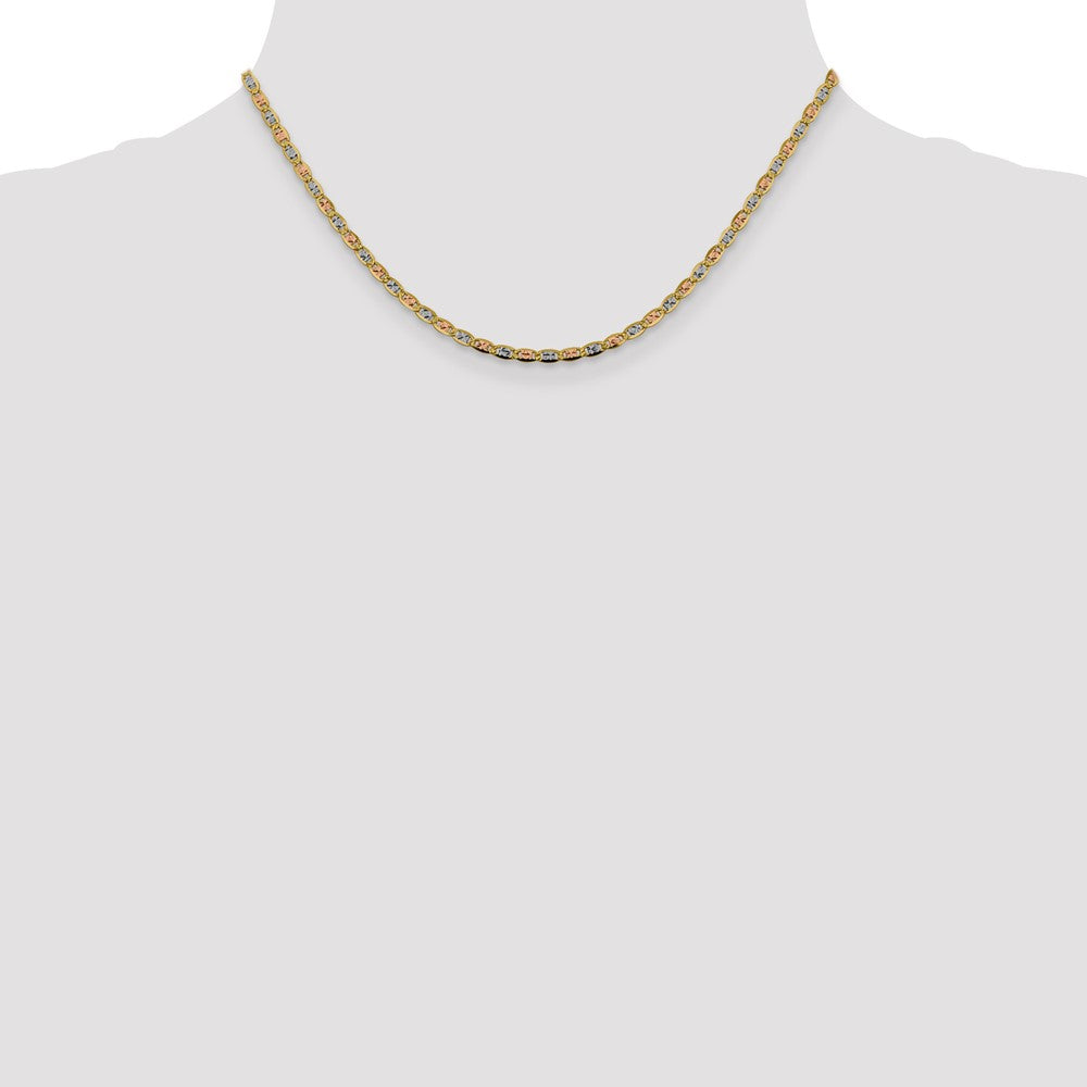 14K 2.75mm Tri-color Pav‚ Valentino with Lobster Clasp Chain