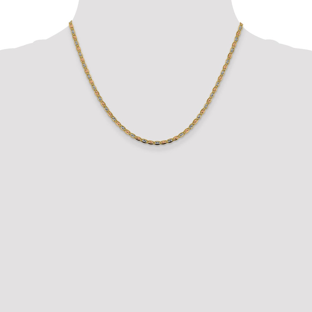 14K 2.75mm Tri-color Pav‚ Valentino with Lobster Clasp Chain