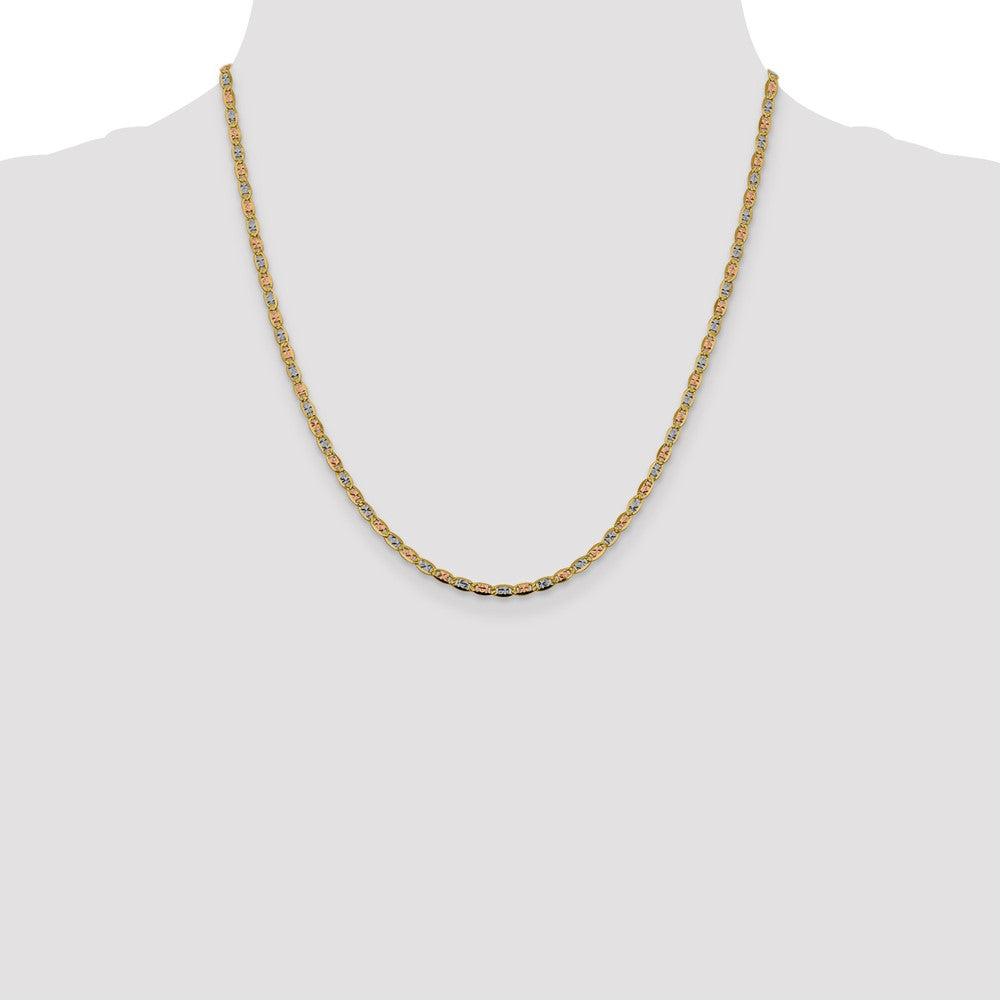 14K 2.75mm Tri-color Pav‚ Valentino with Lobster Clasp Chain