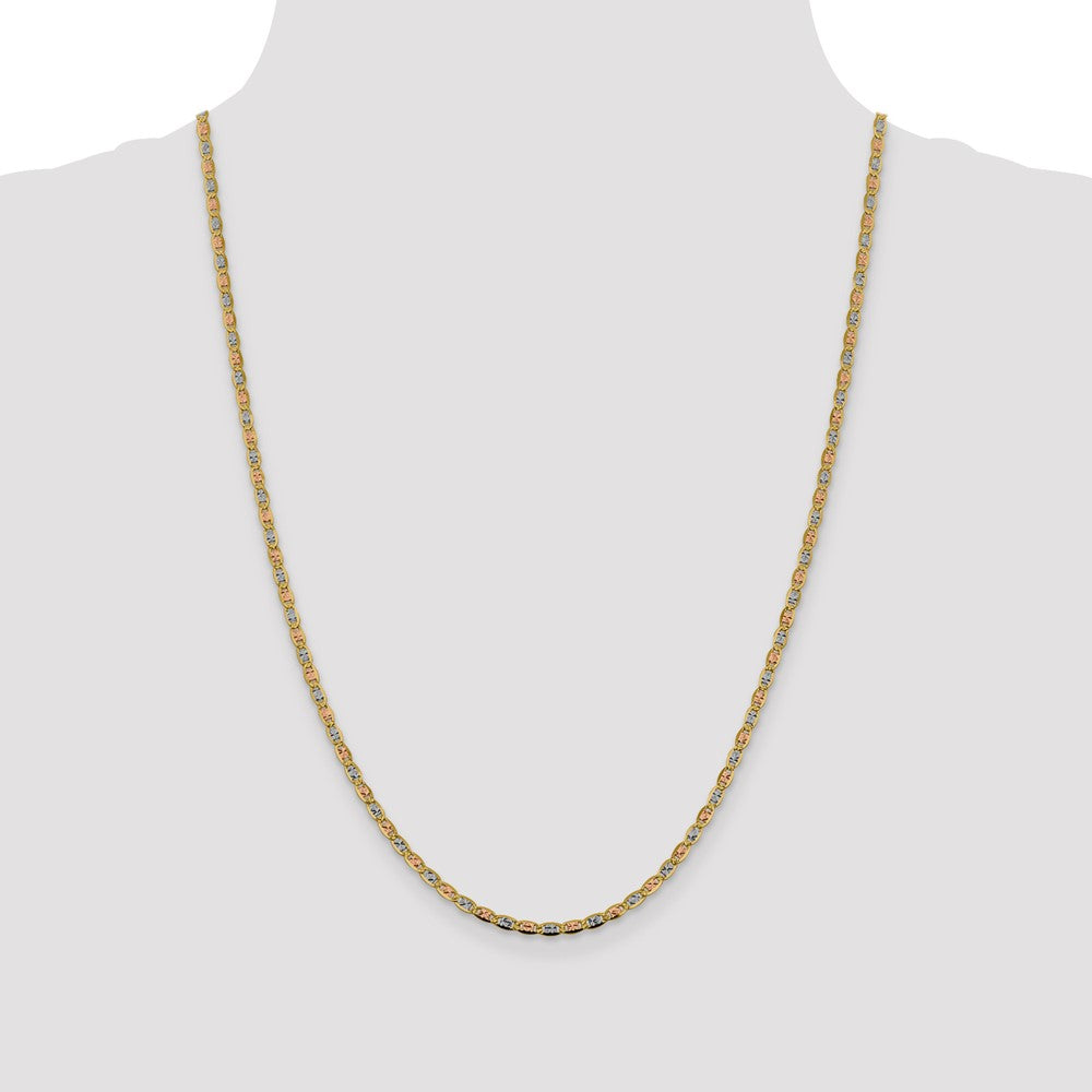 14K 2.75mm Tri-color Pav‚ Valentino with Lobster Clasp Chain