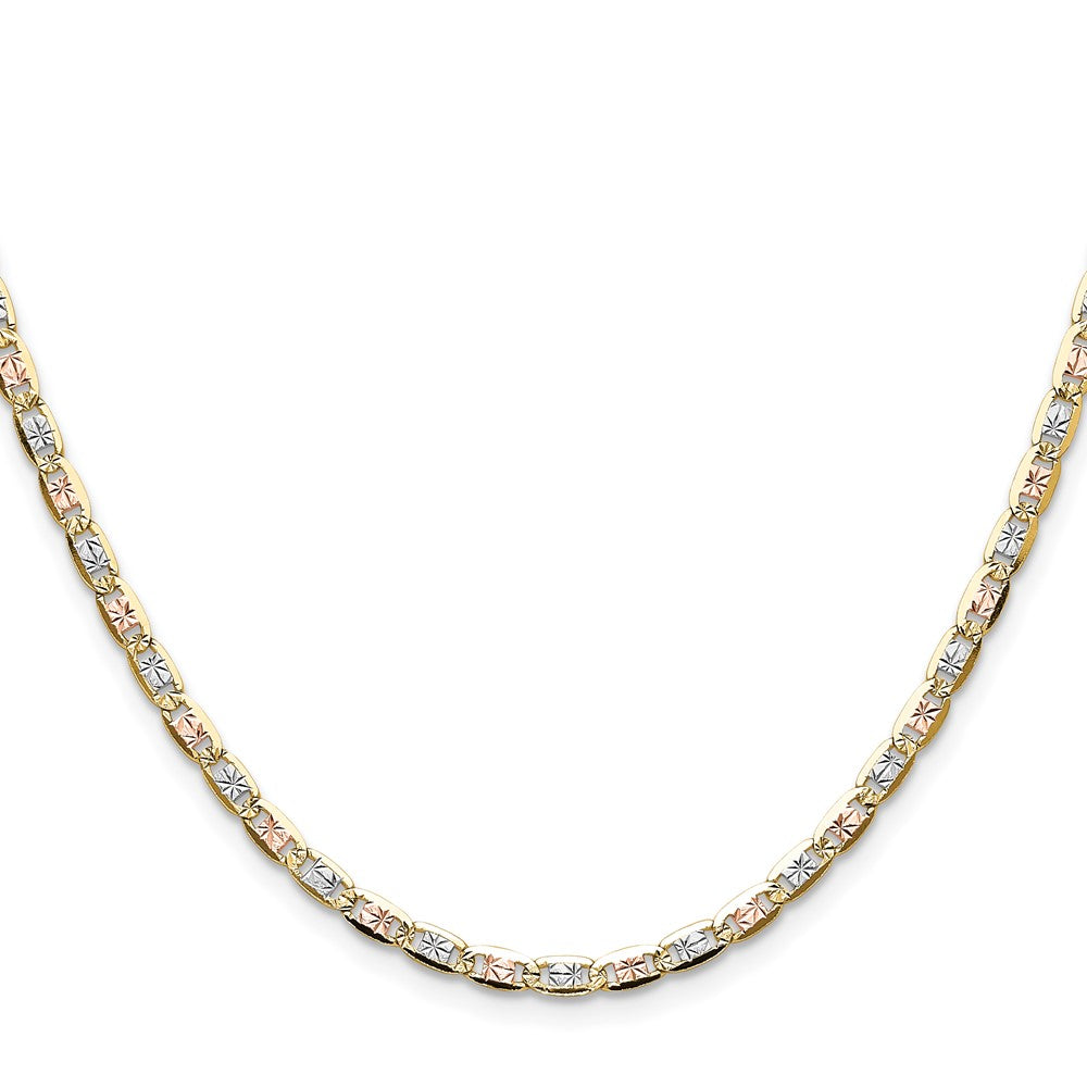 14k 3.2mm Tri-color Gold Pav‚ Valentino Chain