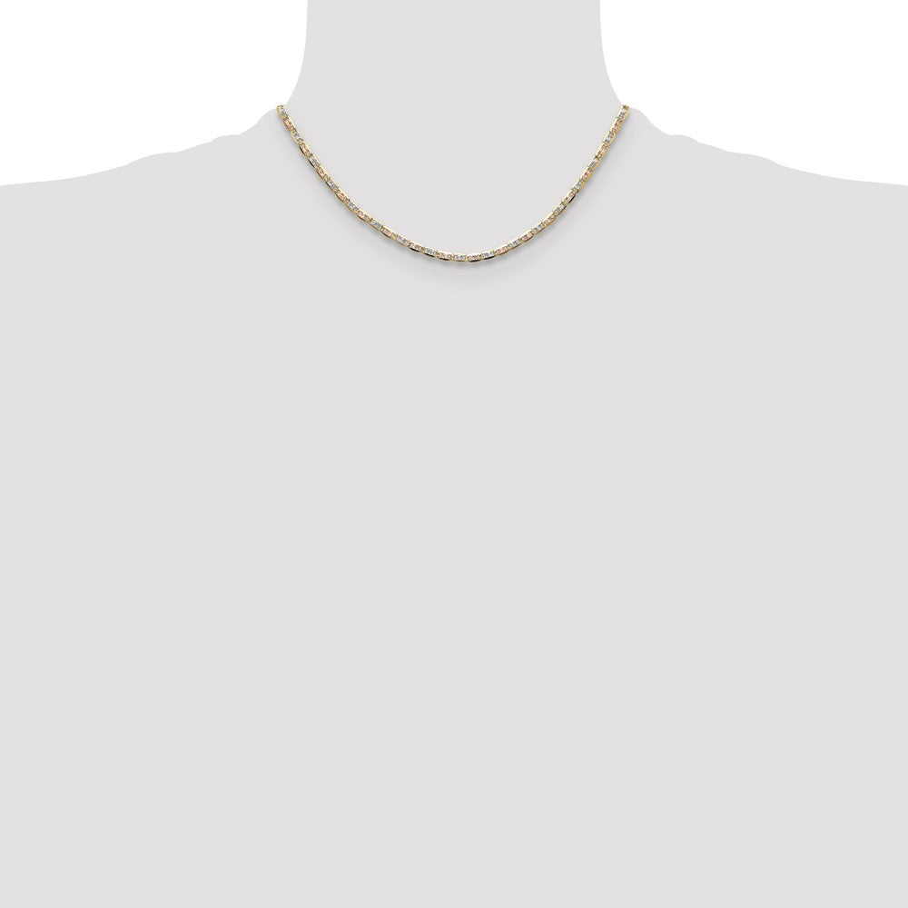 14k 3.2mm Tri-color Gold Pav‚ Valentino Chain
