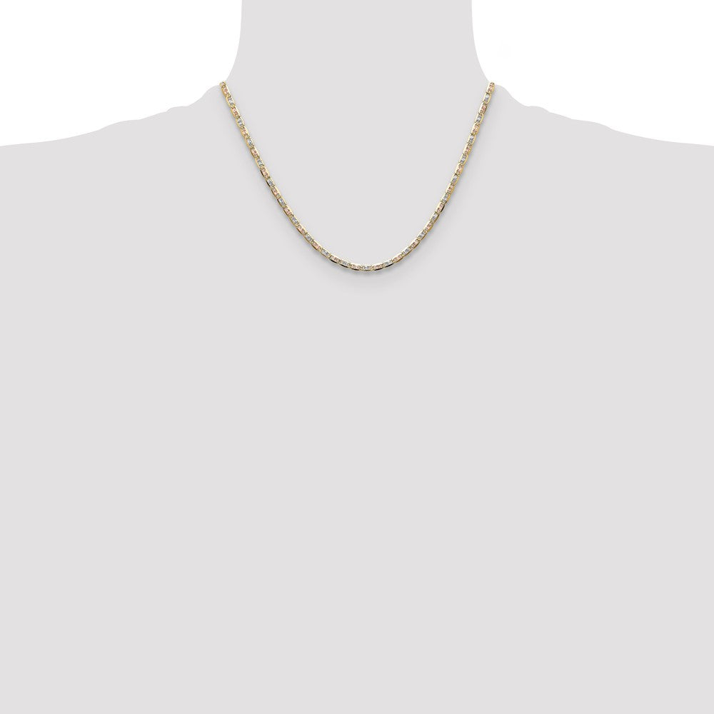 14k 3.2mm Tri-color Gold Pav‚ Valentino Chain