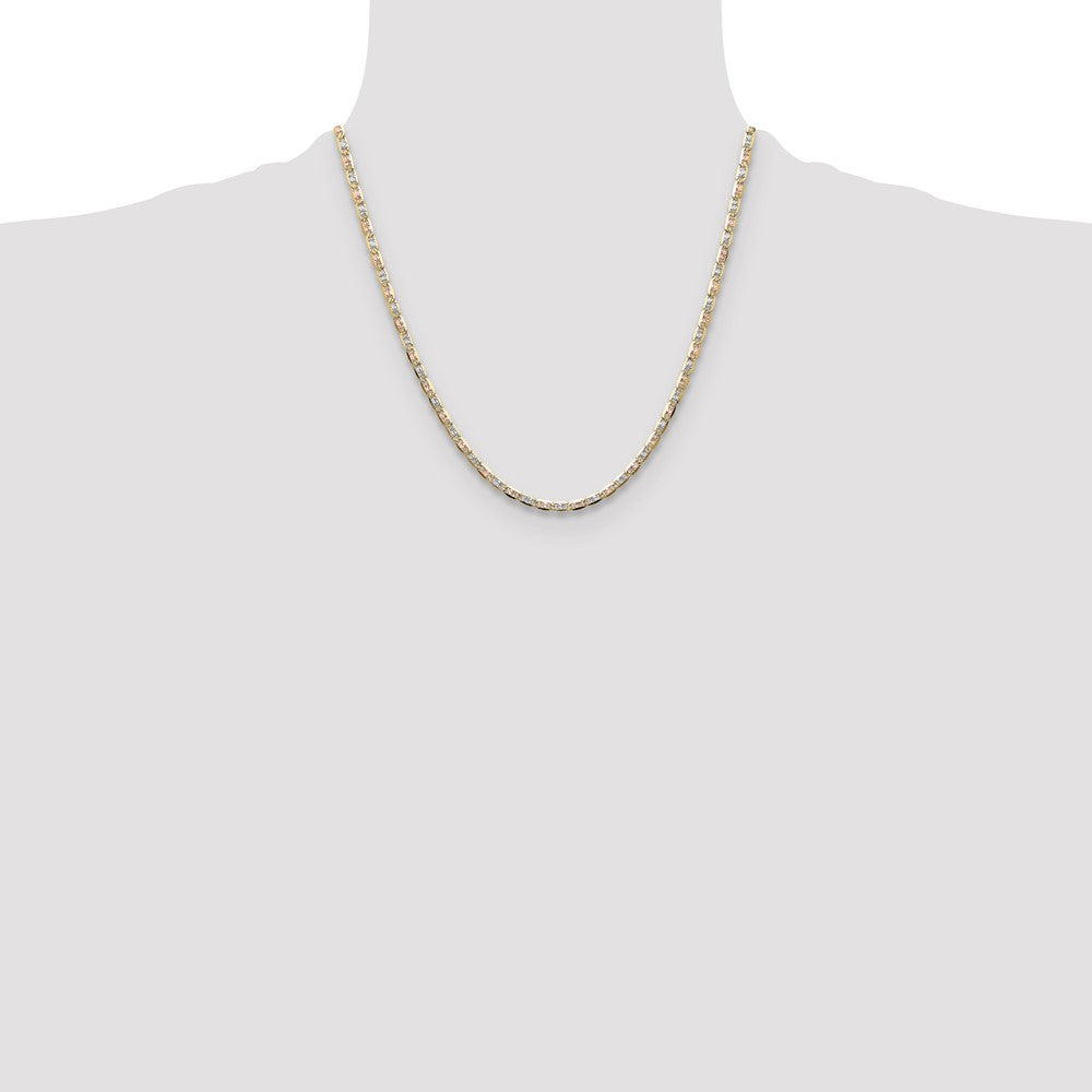14k 3.2mm Tri-color Gold Pav‚ Valentino Chain