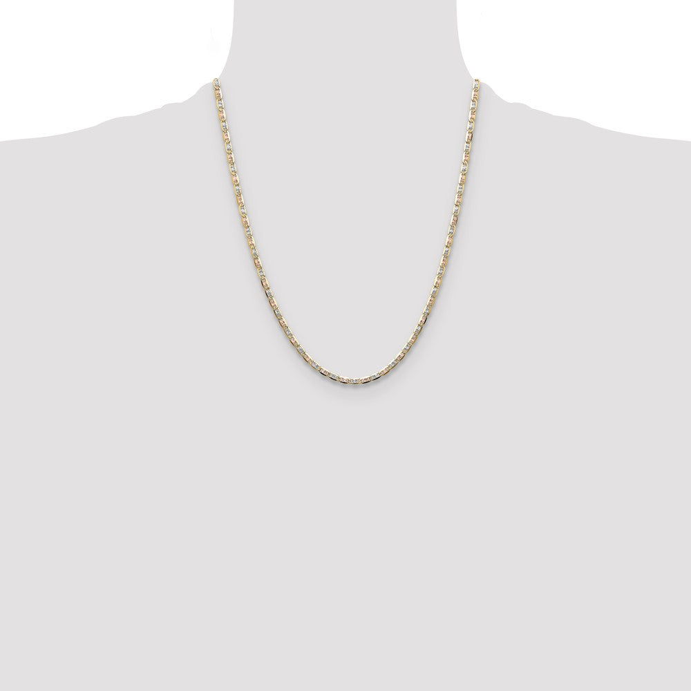 14k 3.2mm Tri-color Gold Pav‚ Valentino Chain