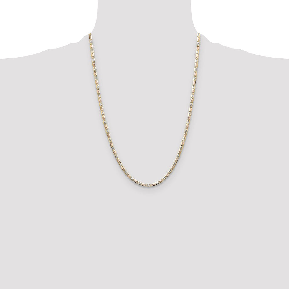 14k 3.2mm Tri-color Gold Pav‚ Valentino Chain