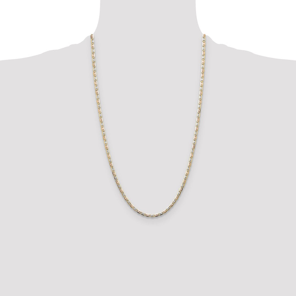 14k 3.2mm Tri-color Gold Pav‚ Valentino Chain