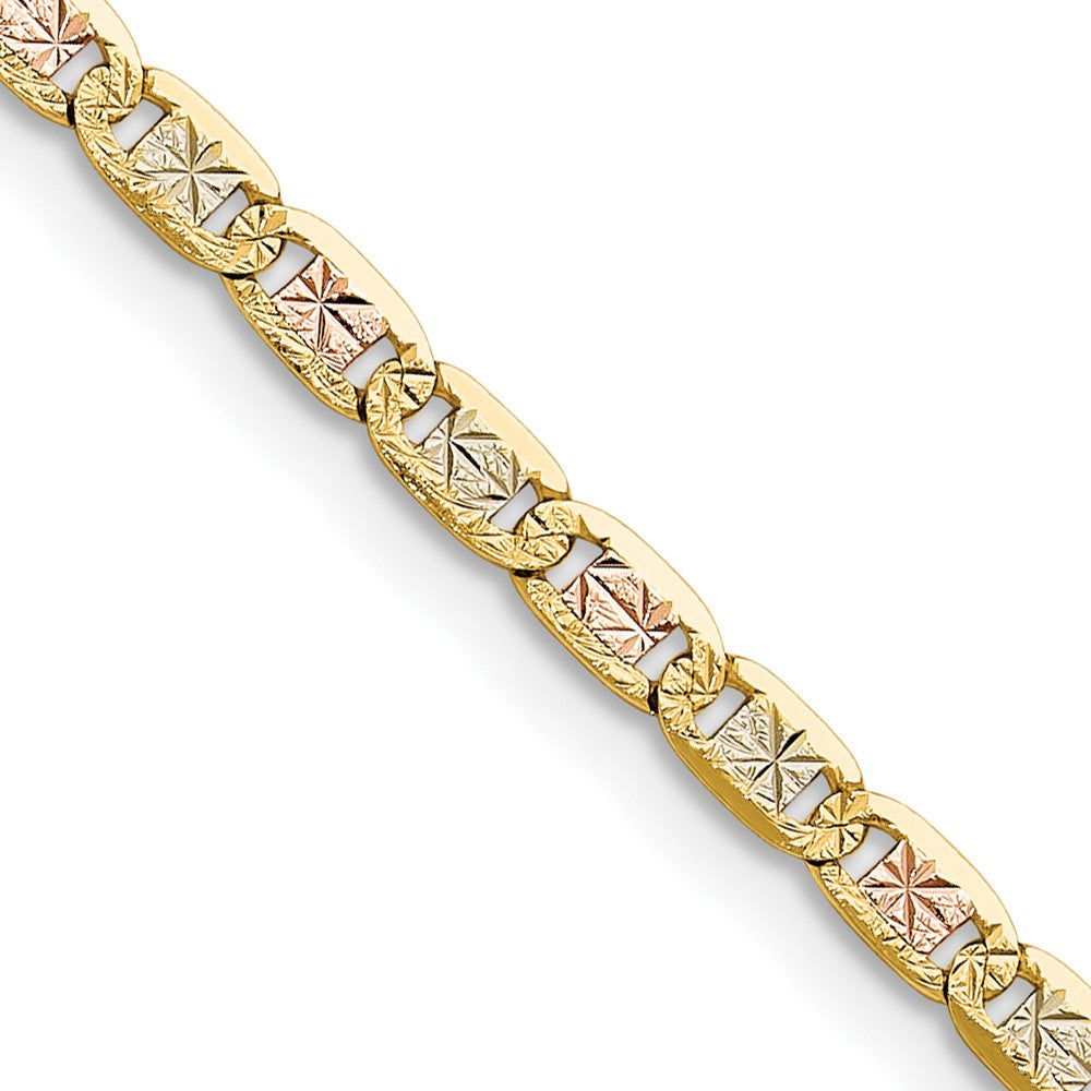 14k 3.2mm Tri-color Gold Pav‚ Valentino Chain