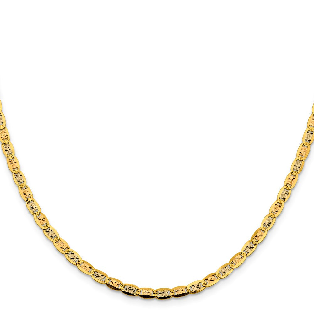 14K 3.8mm Tri-color Pav‚ Valentino with Lobster Clasp Chain
