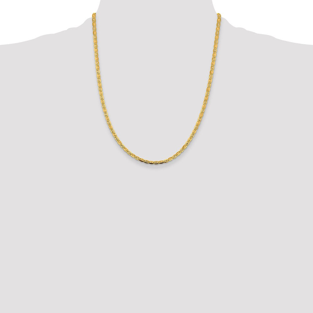 14K 3.8mm Tri-color Pav‚ Valentino with Lobster Clasp Chain