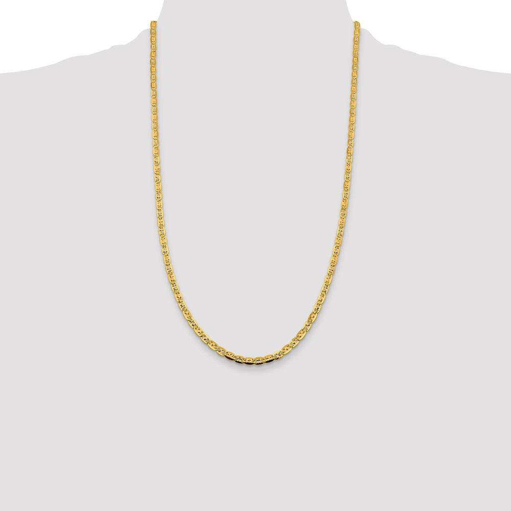 14K 3.8mm Tri-color Pav‚ Valentino with Lobster Clasp Chain