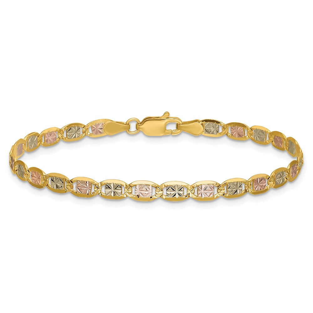 14k 3.8mm Tri-color Gold Pav‚ Valentino Chain