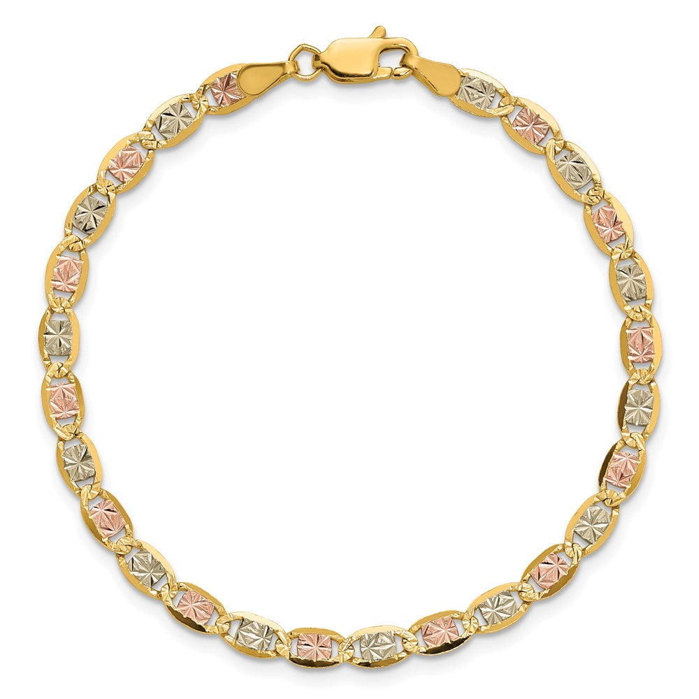 14k 3.8mm Tri-color Gold Pav‚ Valentino Chain
