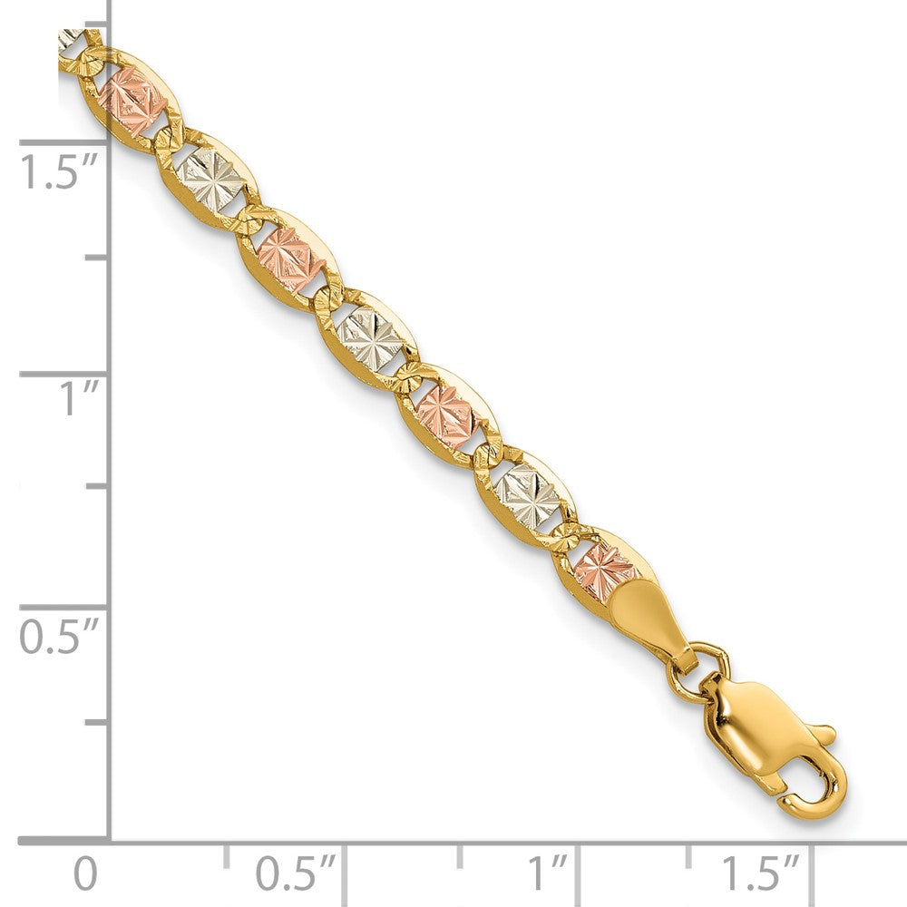 14k 3.8mm Tri-color Gold Pav‚ Valentino Chain
