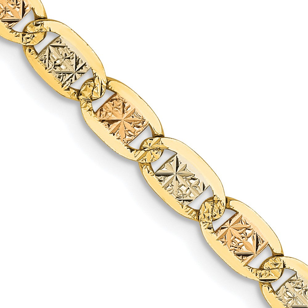 14K 3.8mm Tri-color Pav‚ Valentino with Lobster Clasp Chain