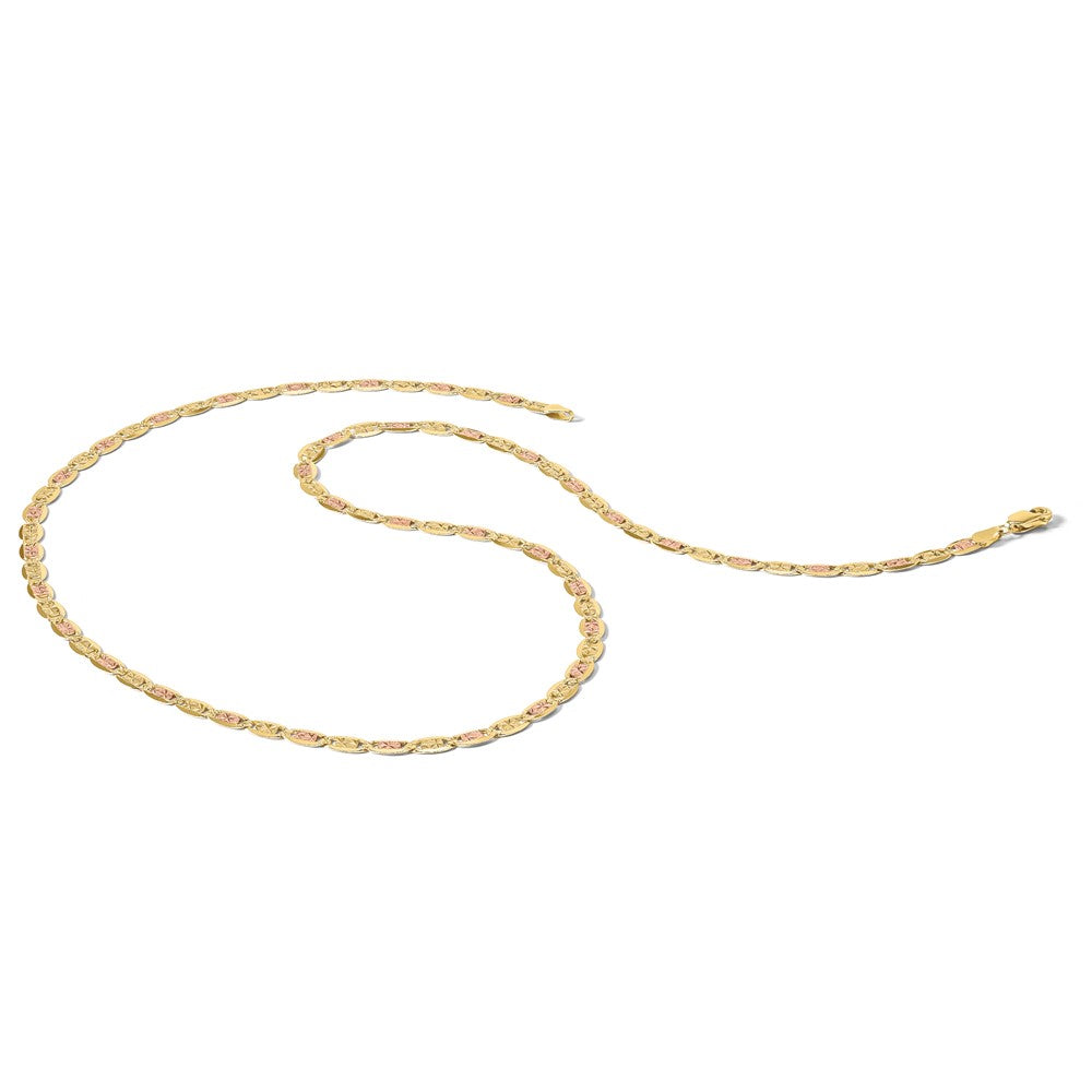 14K 4.65mm Tri-color Pav‚ Valentino with Lobster Clasp Chain