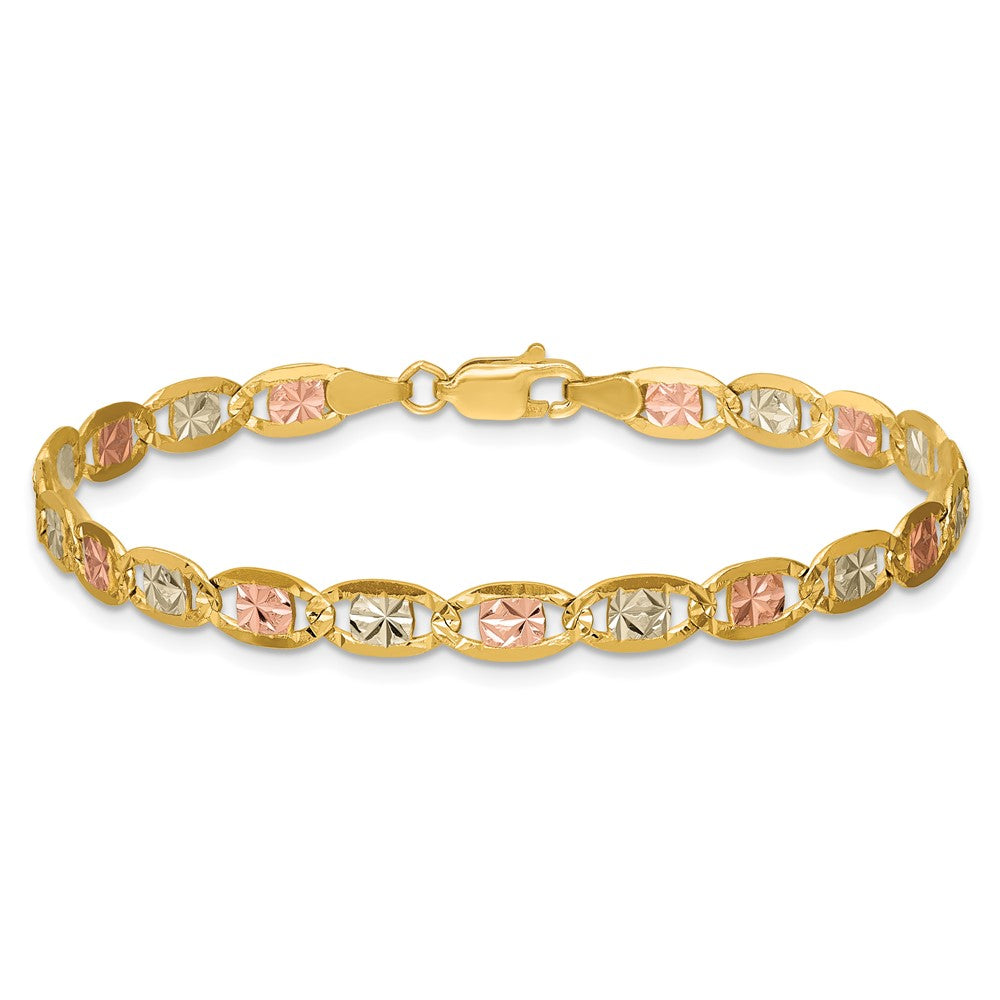 14k 4.65mm Tri-color Gold Pav‚ Valentino Chain