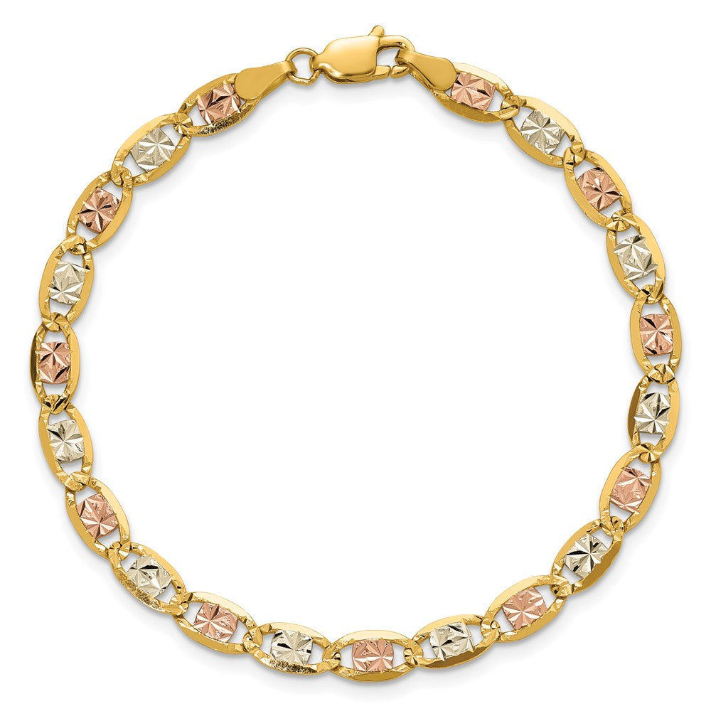 14k 4.65mm Tri-color Gold Pav‚ Valentino Chain