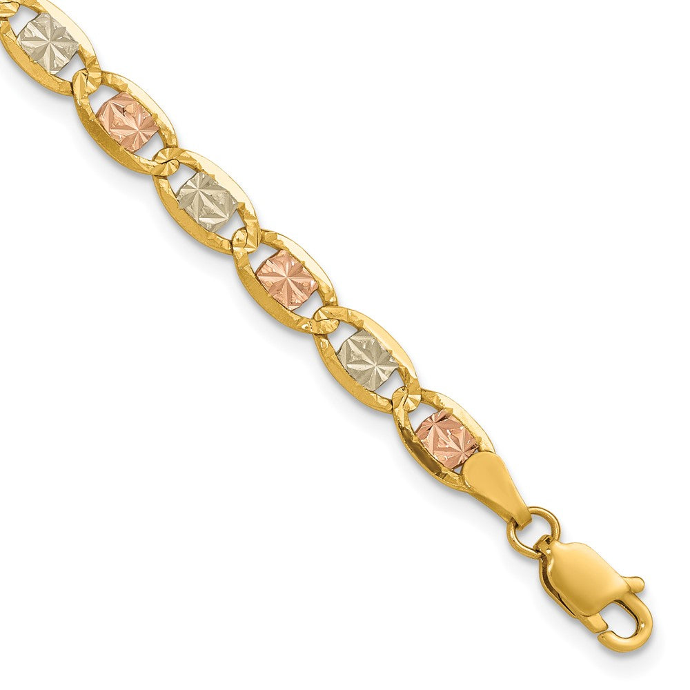 14k 4.65mm Tri-color Gold Pav‚ Valentino Chain