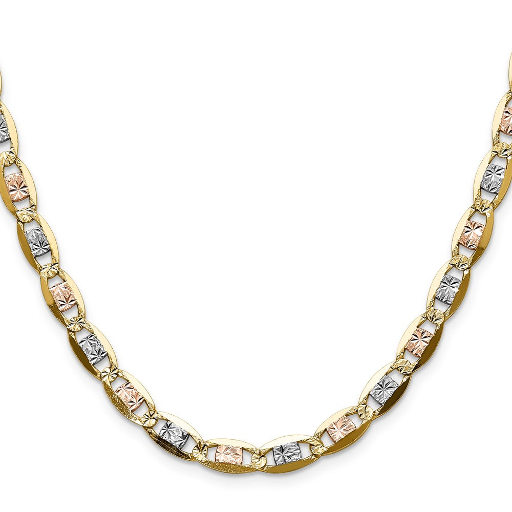 14k 6.1mm Tri-color Gold Pav‚ Valentino Chain