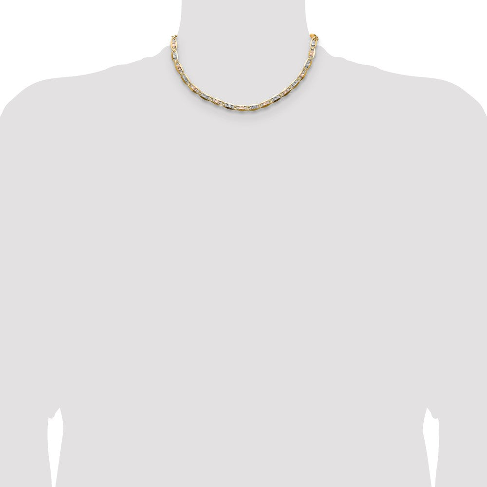 14k 6.1mm Tri-color Gold Pav‚ Valentino Chain