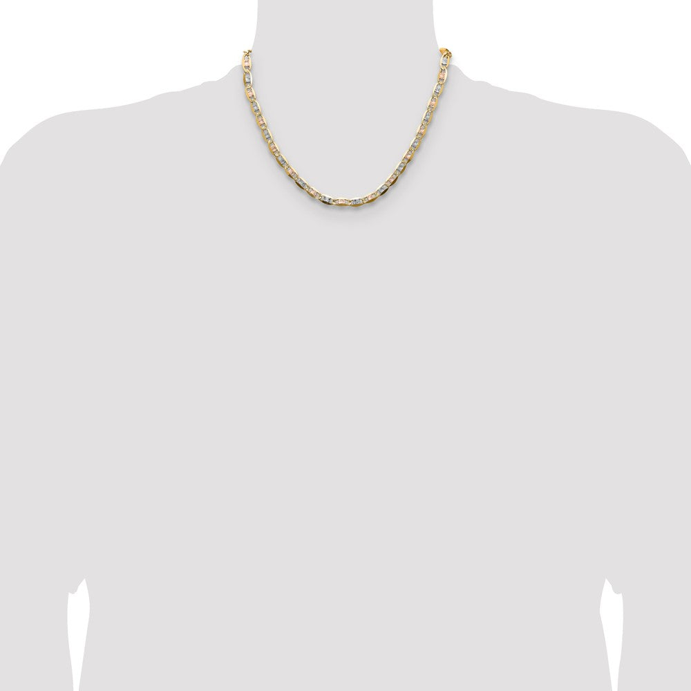 14k 6.1mm Tri-color Gold Pav‚ Valentino Chain
