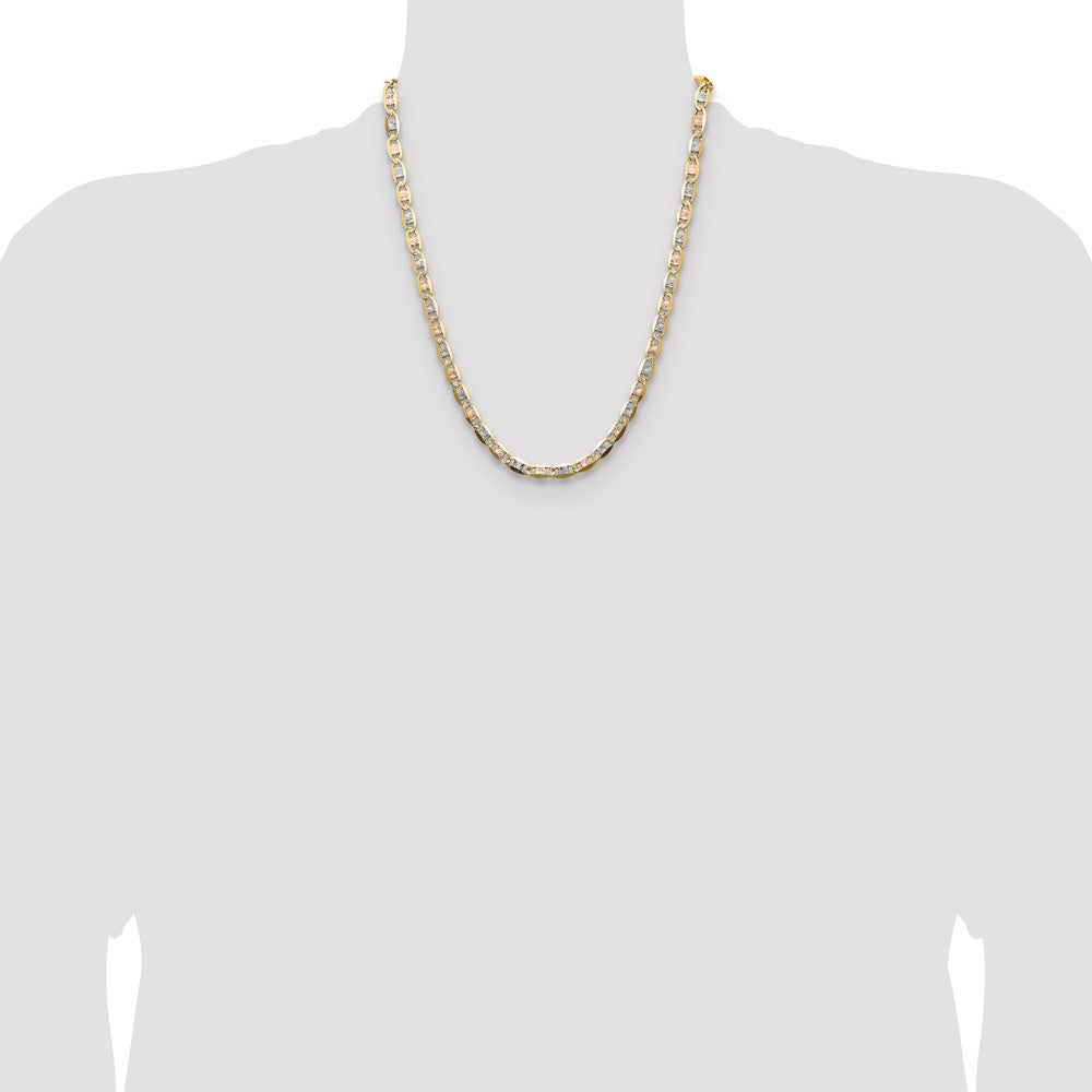 14k 6.1mm Tri-color Gold Pav‚ Valentino Chain