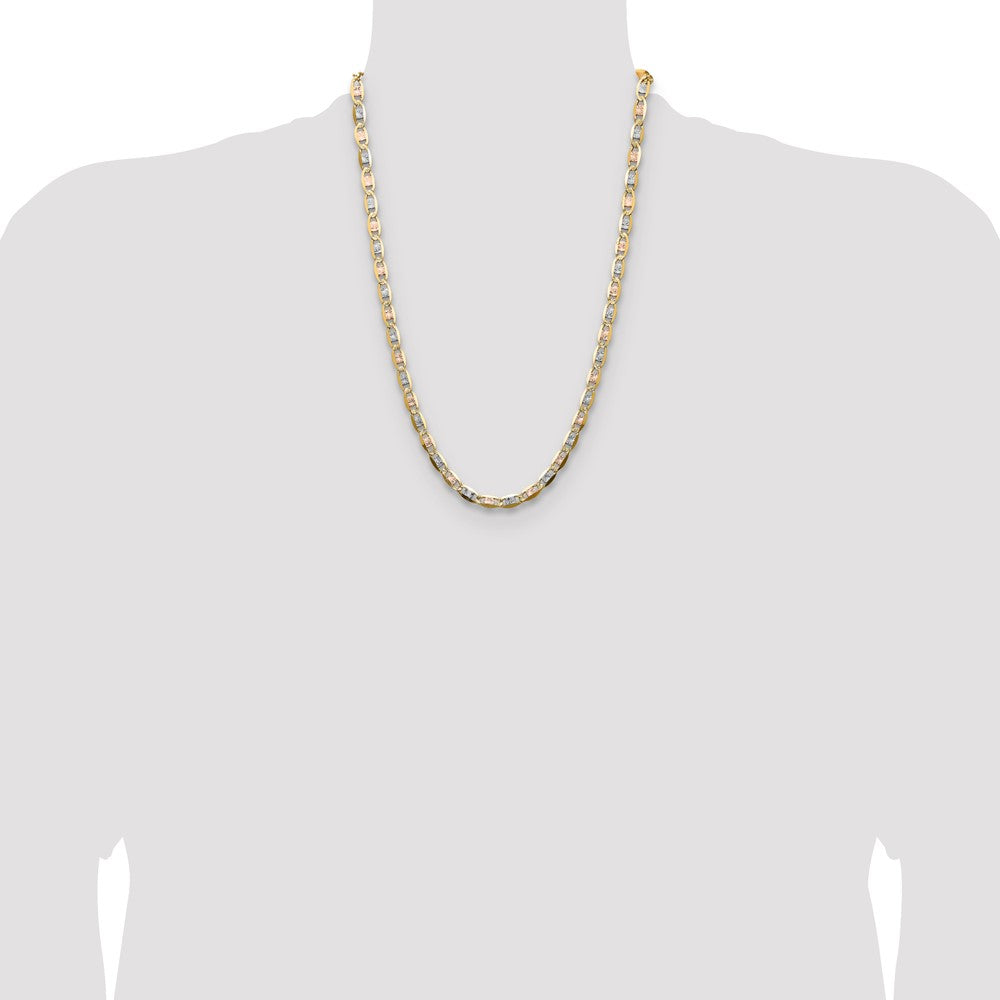 14k 6.1mm Tri-color Gold Pav‚ Valentino Chain