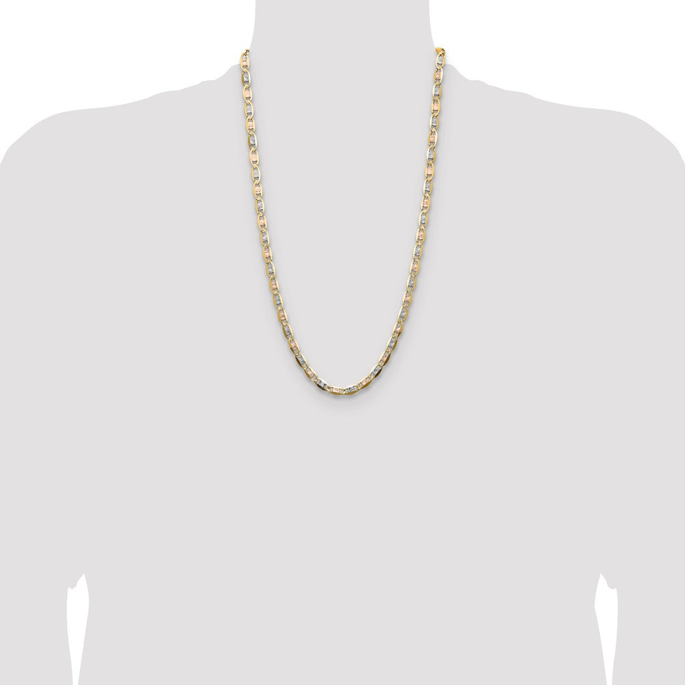 14k 6.1mm Tri-color Gold Pav‚ Valentino Chain