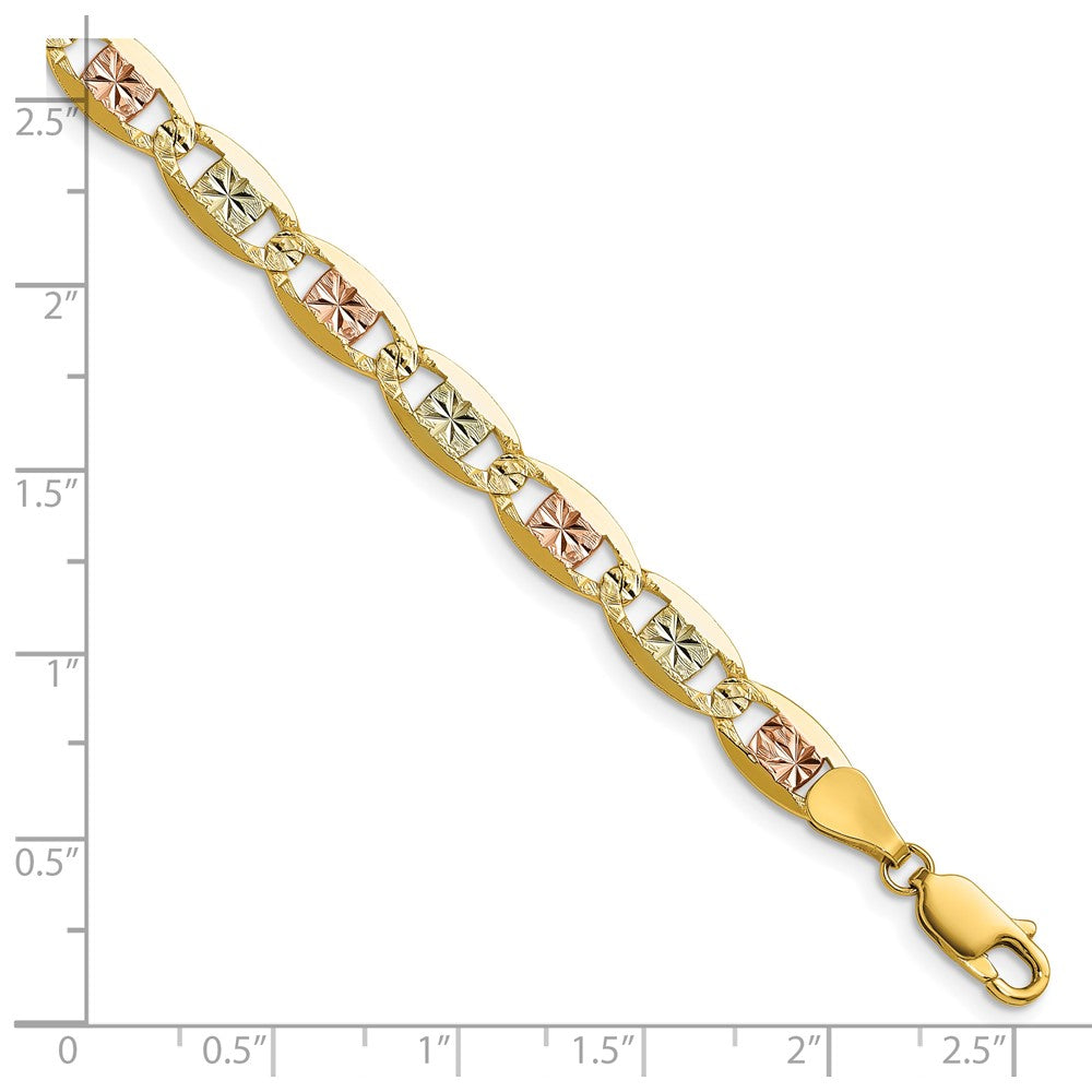 14k 6.1mm Tri-color Gold Pav‚ Valentino Chain