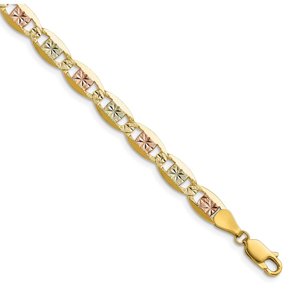 14k 6.1mm Tri-color Gold Pav‚ Valentino Chain