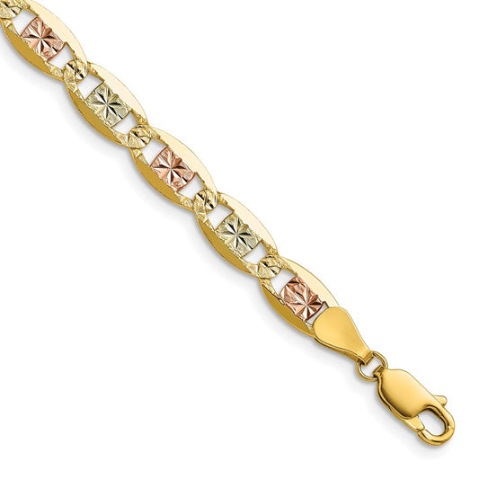14k 6.1mm Tri-color Gold Pav‚ Valentino Chain