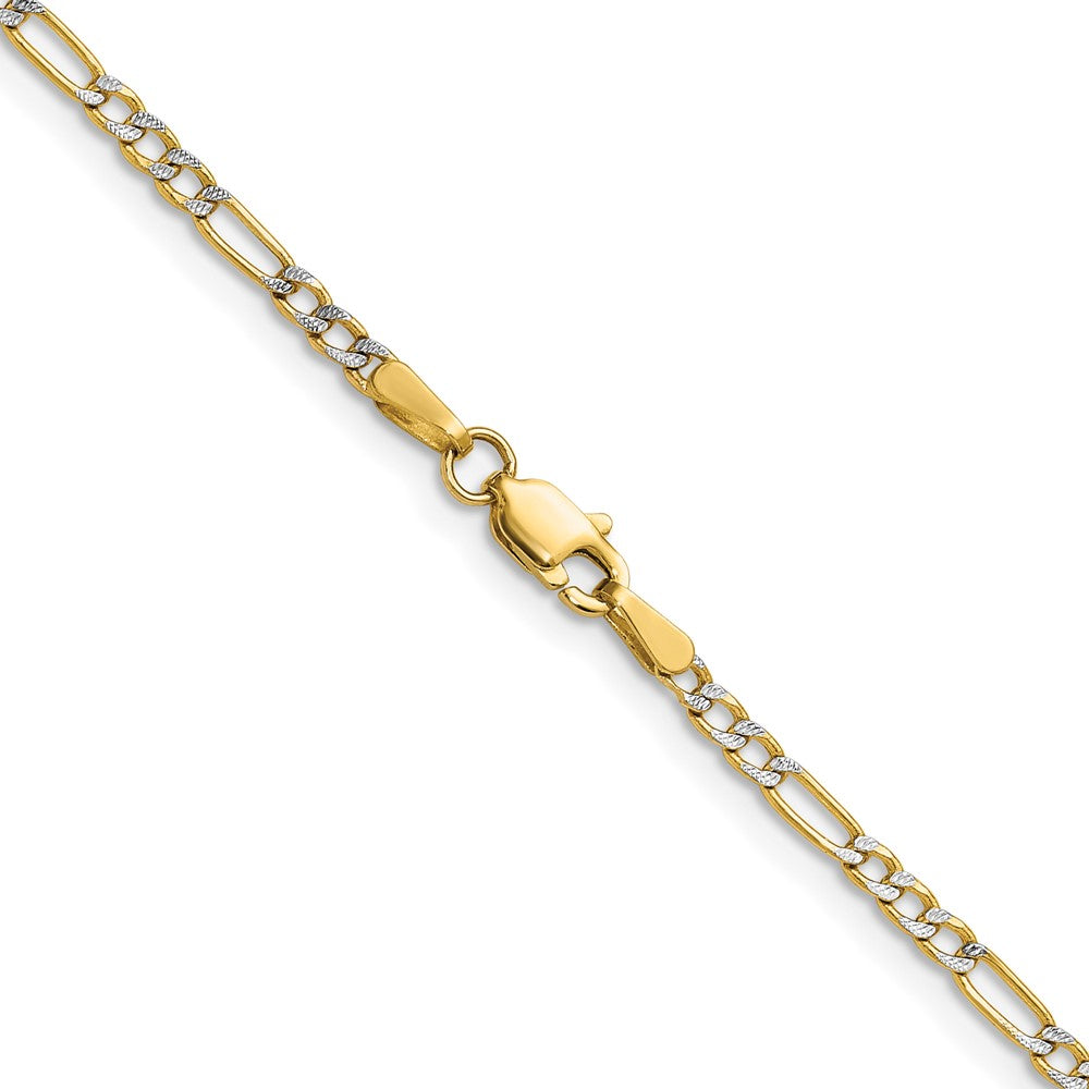 14k 2.3mm Semi-solid with Rhodium Pav‚ Figaro Chain