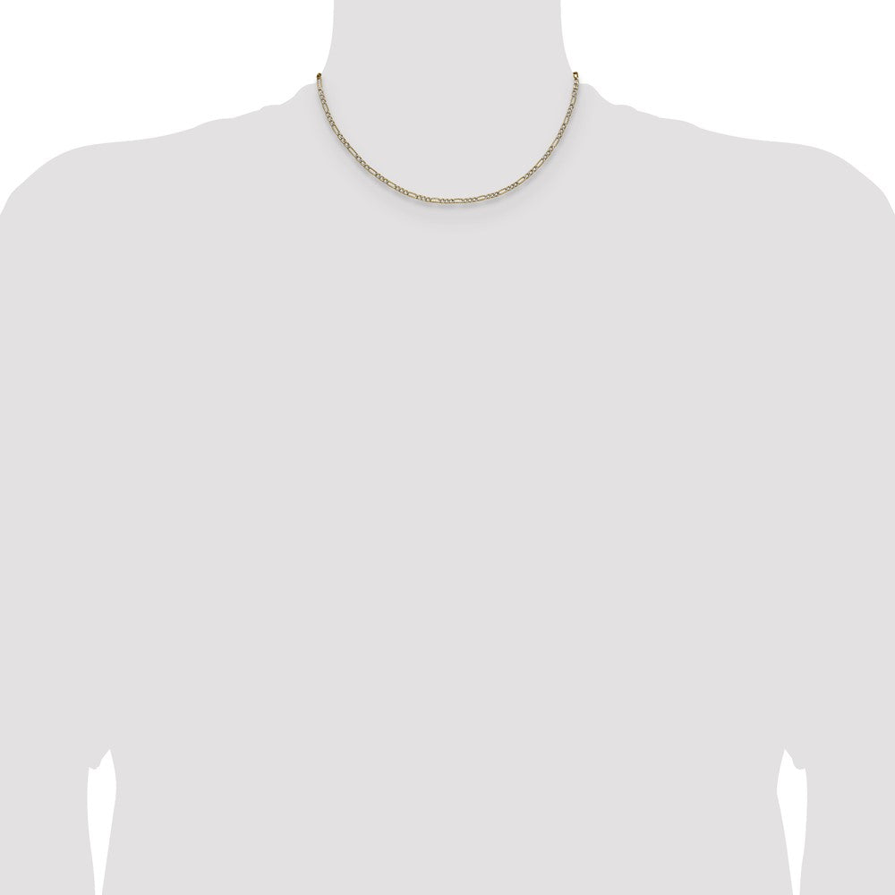 14k 2.3mm Semi-solid with Rhodium Pav‚ Figaro Chain