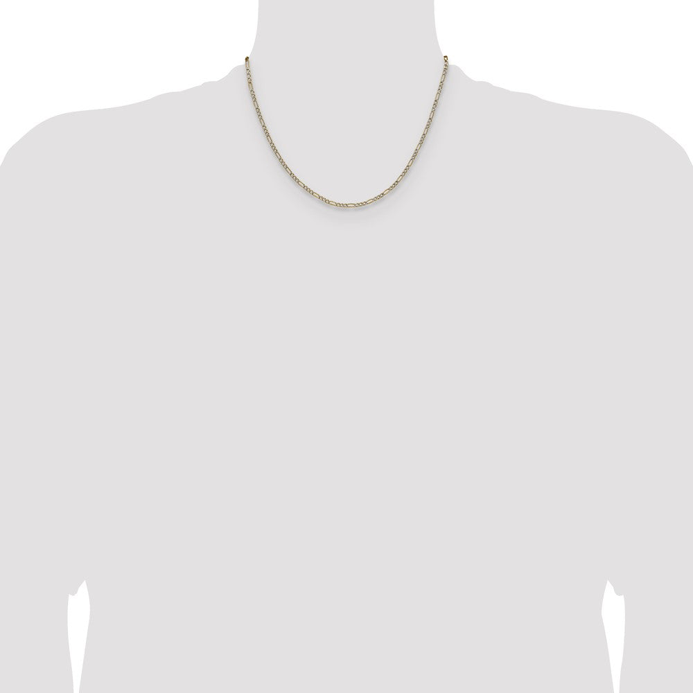 14k 2.3mm Semi-solid with Rhodium Pav‚ Figaro Chain